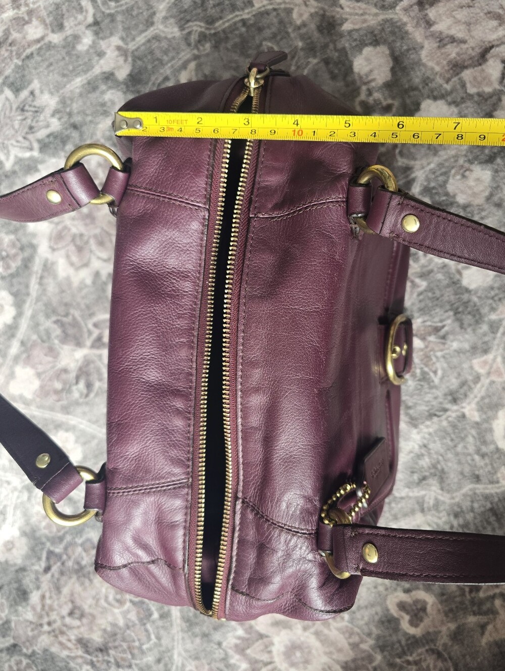 Vintage Coach Plum/Bordeaux Leather Satchel with Gold-Tone Hardware - Picture 5 of 8
